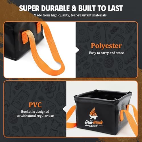 7Pcs Grill Brush Bristle Free with Collapsible Bucket for Grill Cleaning