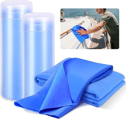 2 Pcs PVA Boat Car Drying Towels, Synthetic Chamois Towel Boat Supplies