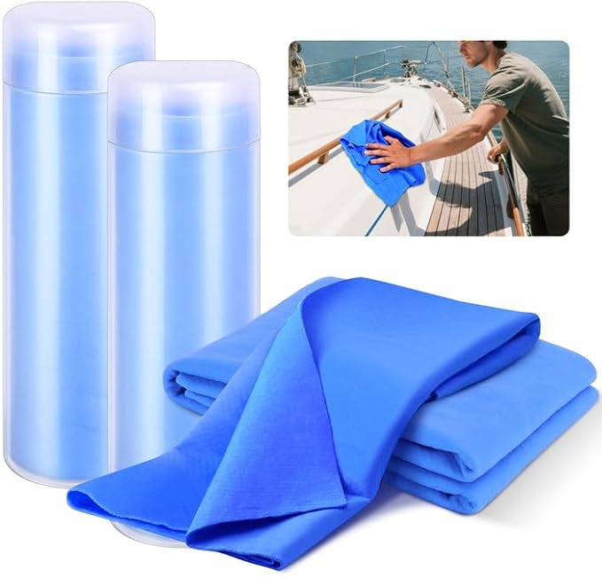 2 Pcs PVA Boat Car Drying Towels, Synthetic Chamois Towel Boat Supplies