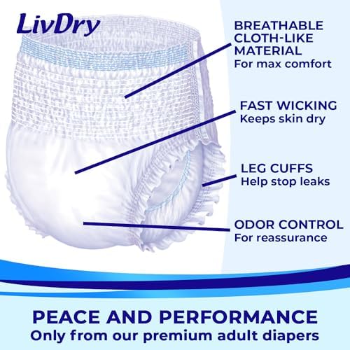Adult Incontinence Underwear, Extra Absorbency Adult Diapers, Leak Protection, Large, 18-Pack