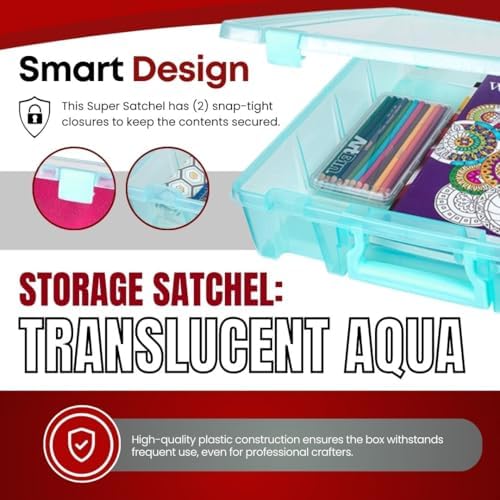 Super Satchel 1-Compartment Craft Storage Box, Aqua