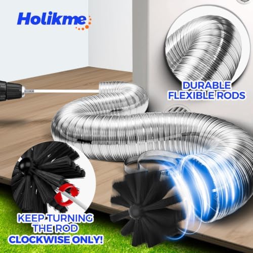 Dryer Vent Cleaner Kit - 15Ft Flexible Lint Brush for Deep Cleaning