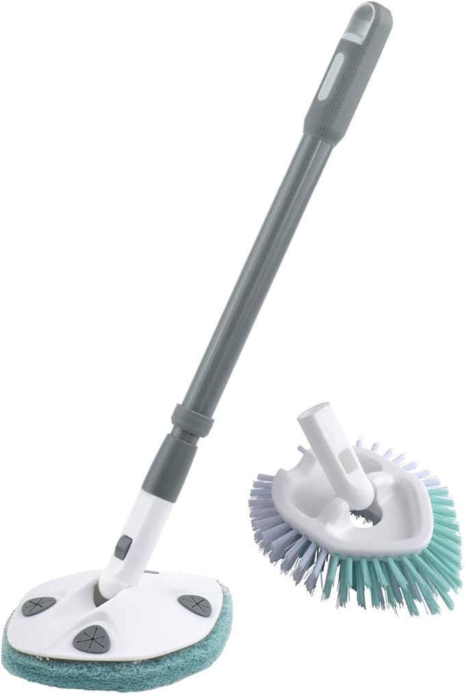 Casabella Tub and Tile Brush with 28 Inch Extendable Handle and Scrubber Pad