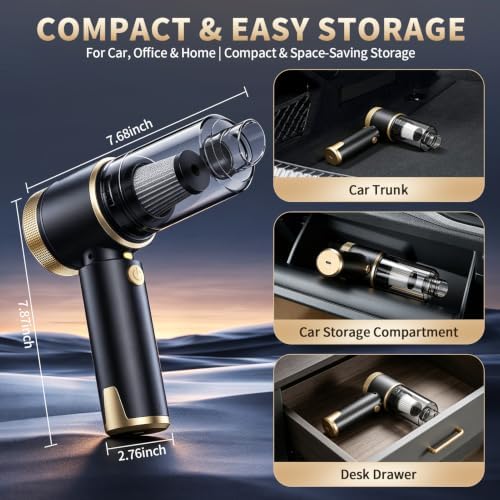 Car Vacuum, 20000PA Powerful Suction 6000mAh up to 40 Minutes Black