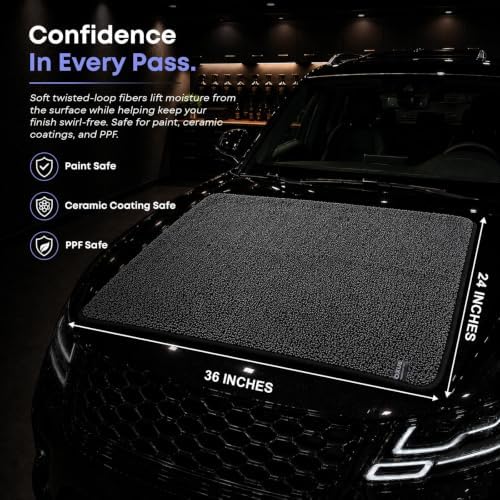 800 GSM Microfiber Car Drying Towel – Twisted Loop, 24x36 Inch, Swirl-Free, Lightweight, Ceramic Coating & PPF Safe