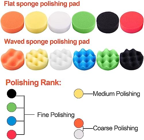 SIQUK 23 Pieces 7 Inch Buffing Pads Car Polisher Bonnets Foam Polishing Pad Kit Wax Buffer Polish Pads Car Buffer Attachment for Drill