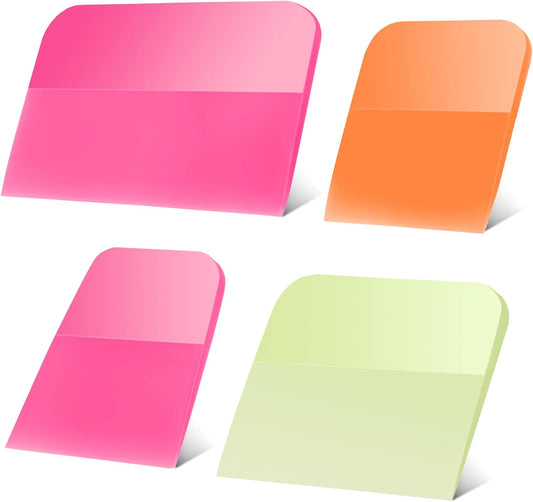 4 Pcs PPF Squeegee Soft Silicone Rubber Scraper, Anti Scratch TPU Coating Scraper for Car Vinyl Paint Protection Film Installation, Vinyl Wrap and Window Tint Windshield Glass Cleaning Kit, 4 Sizes