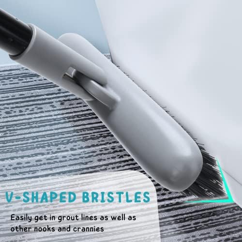 Grout Brush with Long Handle, 49'' Tile Cleaner Tool for Shower, Floors Scrubber for Bathroom Cleaning