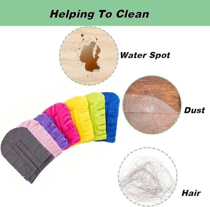 7-Piece Set of Reusable Dusting Brush Refills, Washable Microfiber Dusting Pads, Suitable for Home, Blinds, Cars, Pets, Furniture, Fans, etc. (Assorted Colors, Includes Handle)