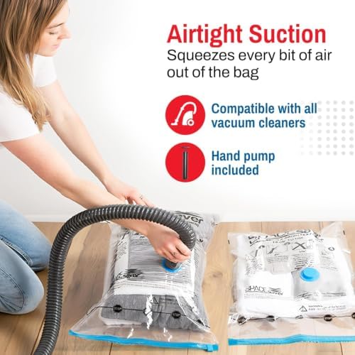 Vacuum Storage Bags with Hand Pump, Large, 8 Pack