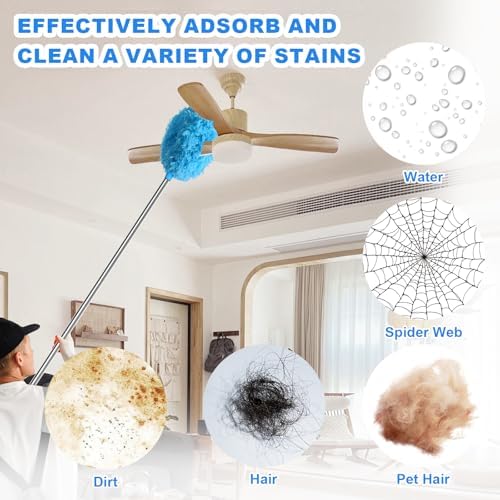 Ceiling Fan Cleaner Duster, Adjustable Microfiber Duster, Blue
