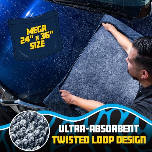 Twisted Loop Microfiber Car Drying Towel with Hand Pockets