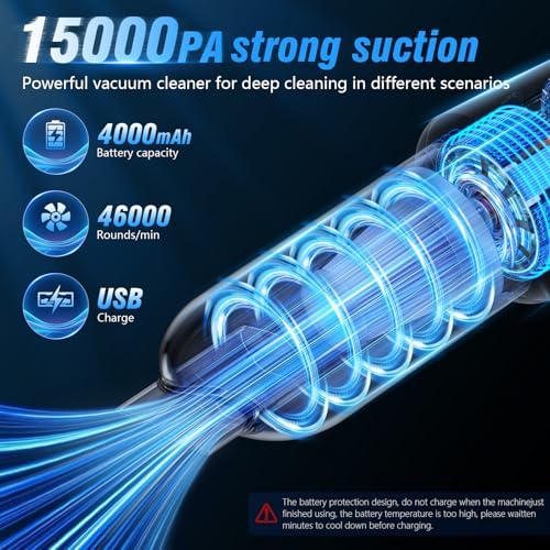 Car Vacuum Cleaner Cordless Rechargeable, Portable Vacuum for Kitchen