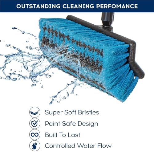 Car Wash Brush with 50'' Long Handle, Car Cleaning Brush with Hose Attachment, Car Brushes for Washing 10'' Soft Bristles for Scratch-Free Cleaning Auto, Truck, Boat, Floor and More