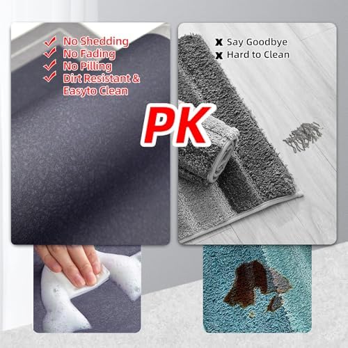 Diatomaceous Earth Bath Mat Super Absorbent Quick Dry Thin Bath Mats Non Slip Washable Rubber Backing Bath Rug Bathroom Floor Mats for Sink Bathtub Beside Shower Entrance Dark Grey 19.6"x31.5"