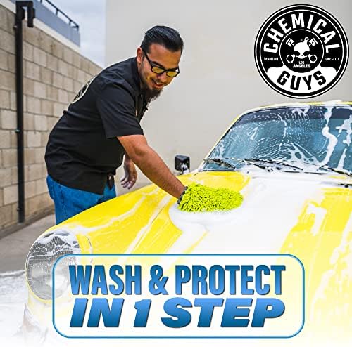 CWS_212_64M Car Wash Starter Bundle - HydroSuds Ceramic SiO2 Shine High Foaming Car Wash Soap, 64 oz, Berry Scent + Chenille Wash Mitt (2 Items) Works on Cars, Trucks, SUVs, RVs & More