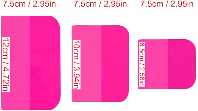 3Pcs Soft Rubber PPF Squeegee, Anti-Scratch TPU Coating Scraper for Car Paint Protection Film Installation, Vinyl Wrap Window Tint Windshield Glass Cleaning Tool (Pink)