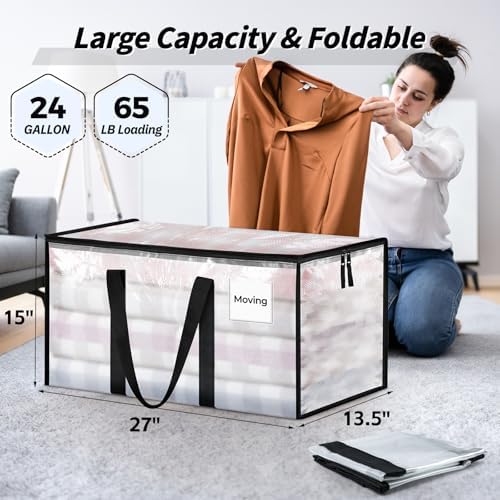 8 Pack Extra Large Clothes Storage Bins with Lids, Clear