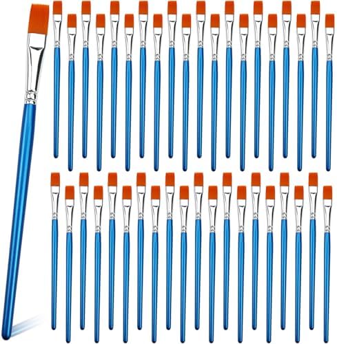 1/2 Inch Flat Paint Brush Set, 40 Bulk Acrylic Paint Brushes