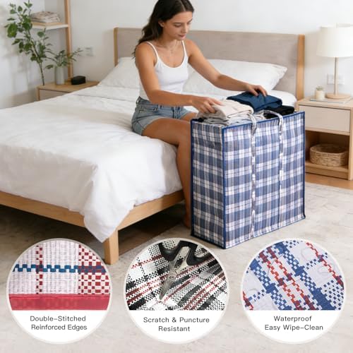 3 Pack 158L Extra Large Moving Bags - Zippers & Wrap-Around Handles
