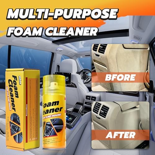Multi-Purpose Foam Cleaner Spray for Auto Interior & Household Surfaces, All-Round Dirt Remover for Car Seats Dashboard Couch Fabric, 300ml