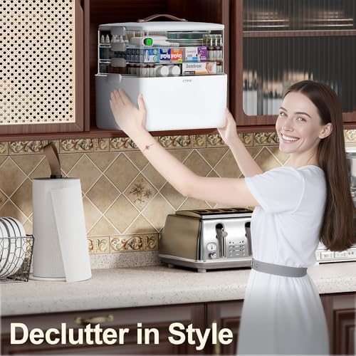 4-Tier Medicine Organizer - Portable Medicine Cabinet with Handle