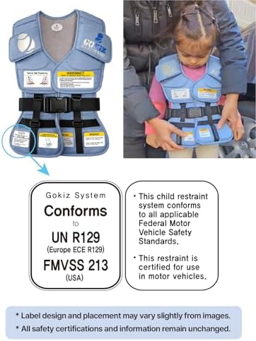 801 Child Restraint Vest – Lightweight Portable Car Seat Belt Positioner, Travel Safety Harness (Ages 3–6, Light Blue)