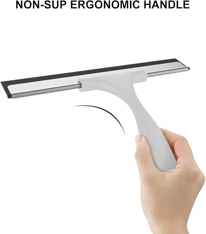 SetSail Shower Squeegee for Glass Doors All-Purpose Squeegee for Shower Glass Heavy Duty Window Squeegee with Hook for Tile, Sink, Mirror, Car Windshield Cleaning 10 Inches
