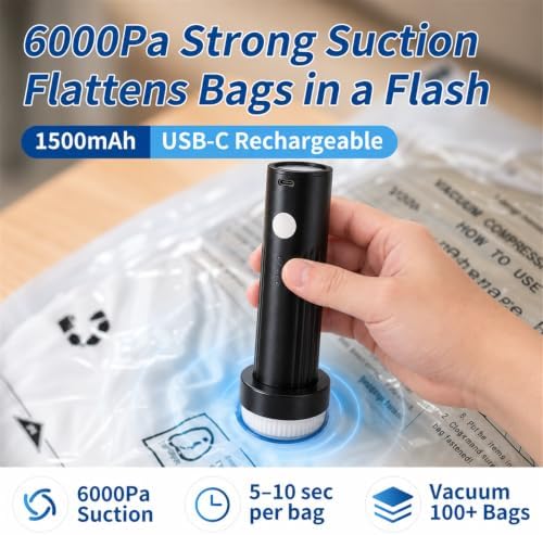 18 Pack Vacuum Storage Bags with Electric Pump, S6 M6 L6 Space Saver Seal Bags for Clothing & Closet, Leak-Proof Compression Storage for Home