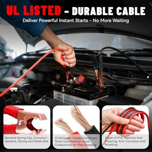 15PC Car Emergency Kit with Jumper Cables, First Aid, Black
