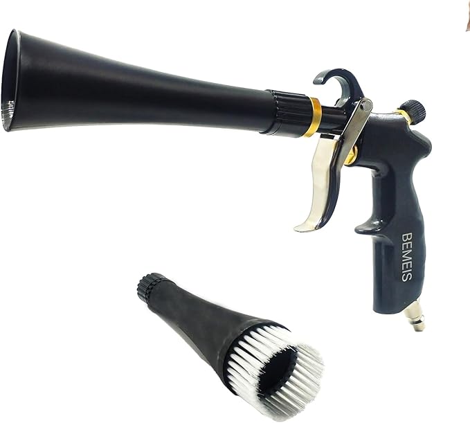 Air Blow Gun with Brass Adjustable Air Flow Nozzle,Cleaning Gun Quickly Blasts Dirt and Dust from Surface Works with Air Compressor(Upgrade Aluminium Rotate Tube) (Detail Blowing Gun), Black