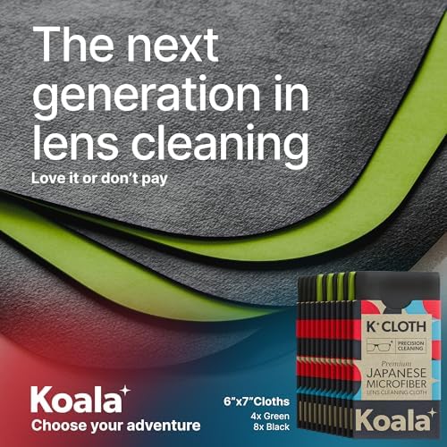 Koala Lens Cleaning Cloth | Japanese Microfiber | Black Green (Pack of 12)