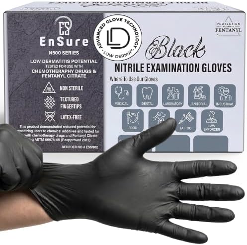 Black Nitrile Gloves Medical Latex Free Low Dermatitis Gloves 5 Mil