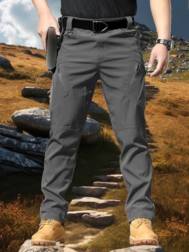 Men's Water Resistant Tactical Cargo Pants Multi-Pocket(No Belt)