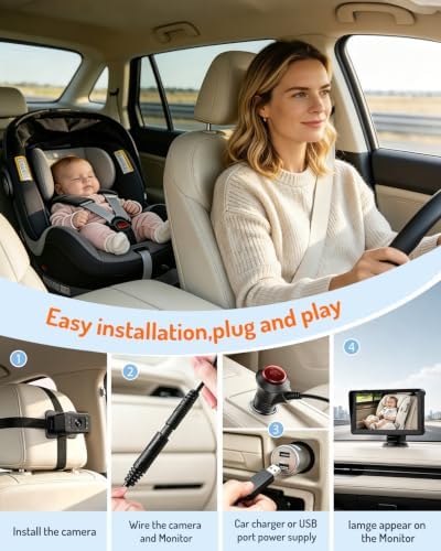 7 inch HD 1080P Split Screen Baby Car Camera for 2 Kids