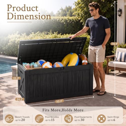 120 Gallon Deck Box Resin Outdoor Storage Box Waterproof
