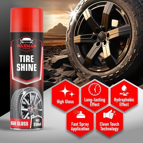 Tire Shine Spray – 18.6 fl oz, High-Gloss Hydrophobic Tire Dressing, Safe for All Vehicles