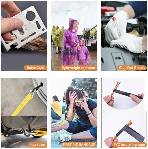 Car Roadside Emergency Kit with Jumper Cables Headlamp Car Safety Kits