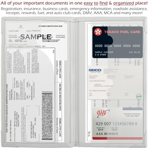 Registration and Insurance Card Holder - Car Organizer - White