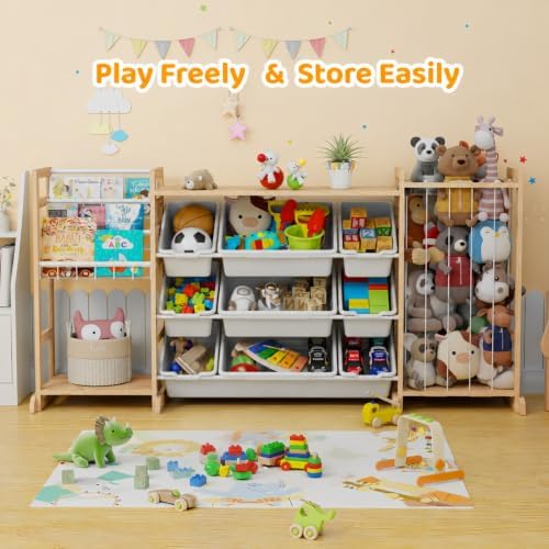65" Large Toy Storage Organizer with Bookshelf and Stuffed Animal Storage