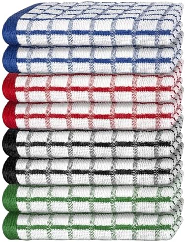 Premium Dish Towels for Kitchen, 8 Pack, 16x26 - Thick 410 GSM, Multicolor