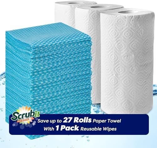 Reusable Cleaning Wipes, Handy Wipes for Kitchen and Office - Dish Cloths for Washing Dishes - Multi Purpose Disposable Cleaning Towels (12 x 20 in) 72 Pack (Blue)
