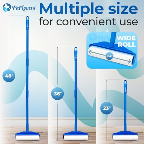 Large Lint Roller with 3 Refills – 360 Total Sheets for Tackling Pet Hair, Extra Large Floor and Carpet Roller for Homes with Pets, Perfect for Floors, Furniture, and Loving Pet Owners