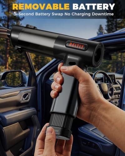 FT55 Portable Car Vacuum with Removable Battery 19kPa Suction Power