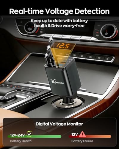 Retractable Car Charger,108W 6 in 1 Super Fast Charge Car Phone Charger with 3 Cords 31.5INCH,Gifts for Men Women Car Truck Accessories for iPhone 18/17/16/15/14/13 Pro Max XR,iPad,Samsung