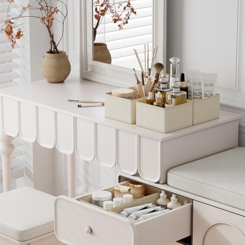 Drawer Organizer Clothes, 12 Pack Dresser Organizer for Nursery, Baby Clothes, Underwears, Sock, Fabric Dresser Bins, Drawer Dividers, Foldable Closet Organizers and Storage(Beige)
