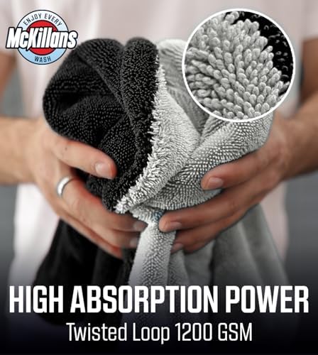 Extra Large Dual-Color Car Drying Towel XL - Edgeless & Ultra Soft & Absorbent - 36" x 28" - 1200 GSM Twisted Loop Microfiber Towel for Cars - Drying Towel Car Detailing - Car Wash Towels