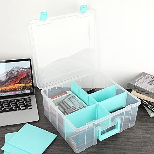Clear Plastic Dividing Storage Box with 8 Deep Compartment Sewing Box