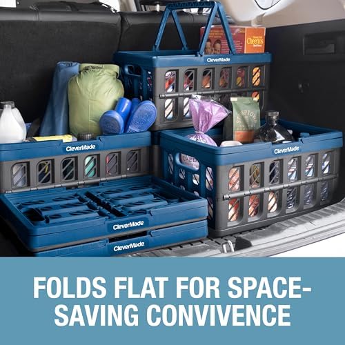 Collapsible Shopping Baskets With Handles, 24L 3 Pack, Ocean