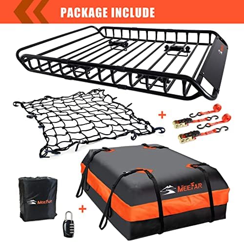 Roof Rack Rooftop Cargo Carrier Basket 51"*36"*5"+Waterproof Bag 15 Cu.Ft.